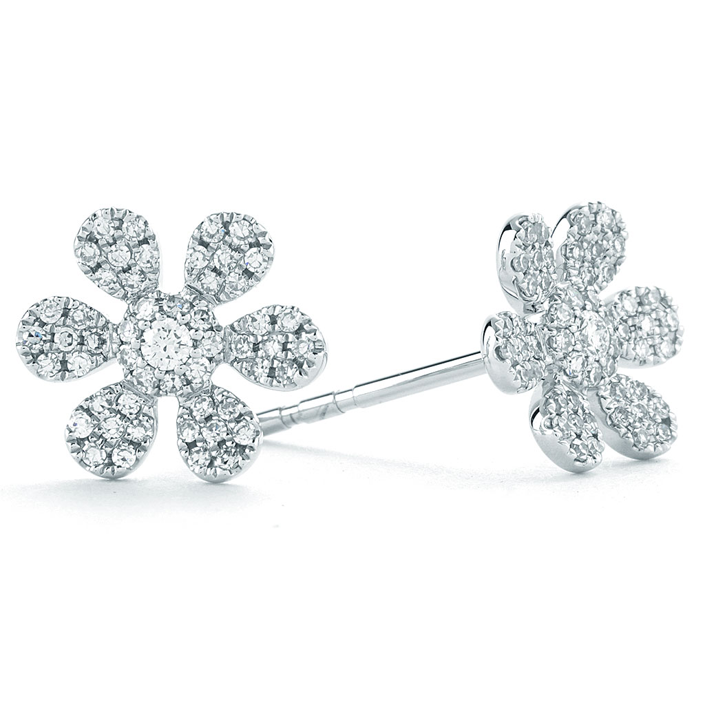 diamond six petal flower stud earrings in white gol 5876 55