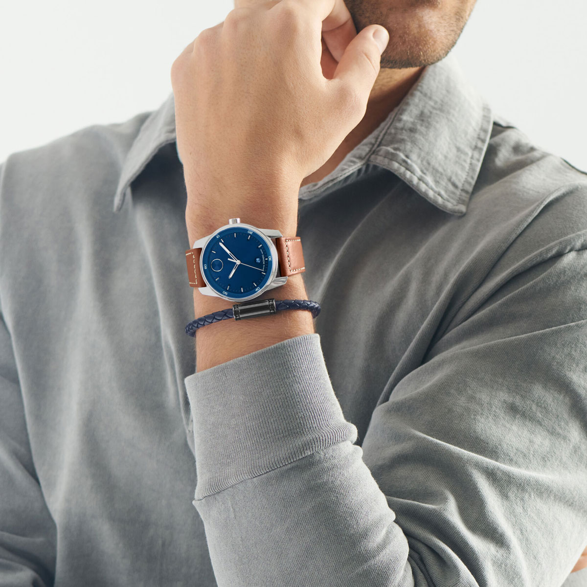 Movado bold clearance blue leather strap