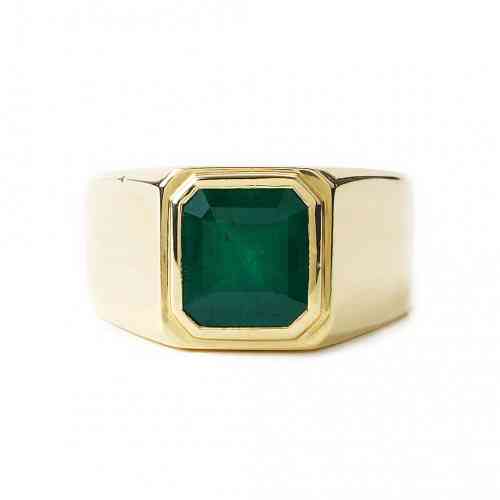 Square Emerald Ring Green Gemstone 925 Sterling Silver Yellow Gold Women  And Men | eBay