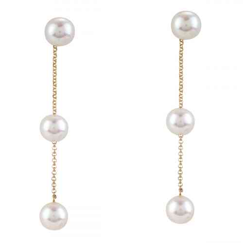 6-7 MM Pearl Drop Dangle Earrings in Yellow Gold | New York