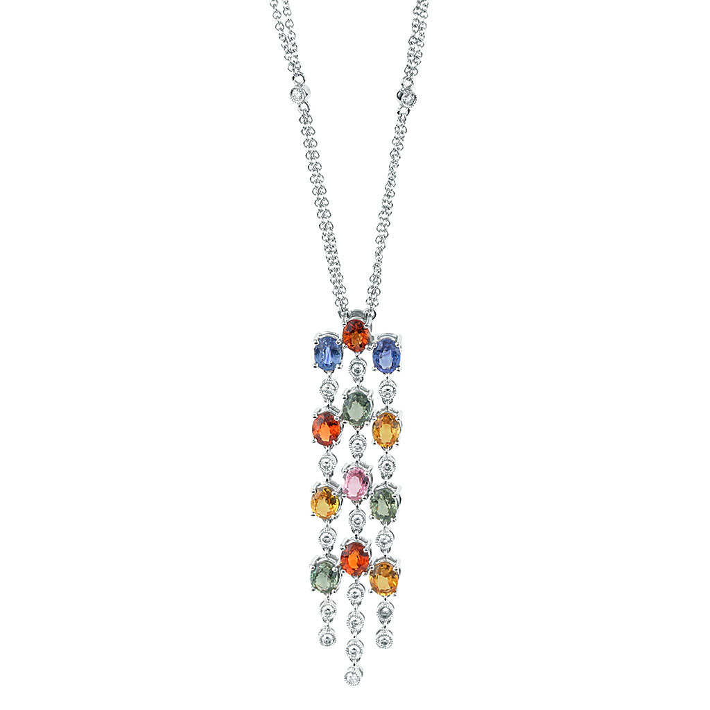 64.52 CTW Multicolored Sapphire and Diamond Necklace | Lee Michaels Fine  Jewelry store