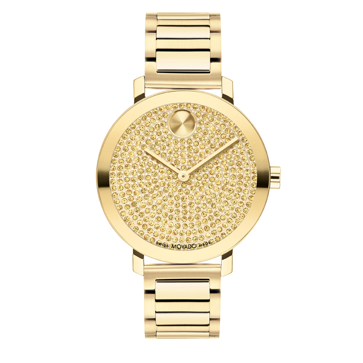 Movado Bold Evolution 2.0 Gold Pave Crystal Dial Gold Tone Band