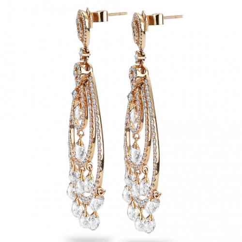 18.74 CTTW Fancy Chandelier Style Tear Drop Diamond Earrings
