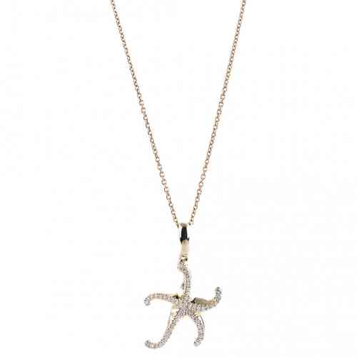 Diamond Starfish Pendant Necklace in Solid Gold – Jewels By Tarry