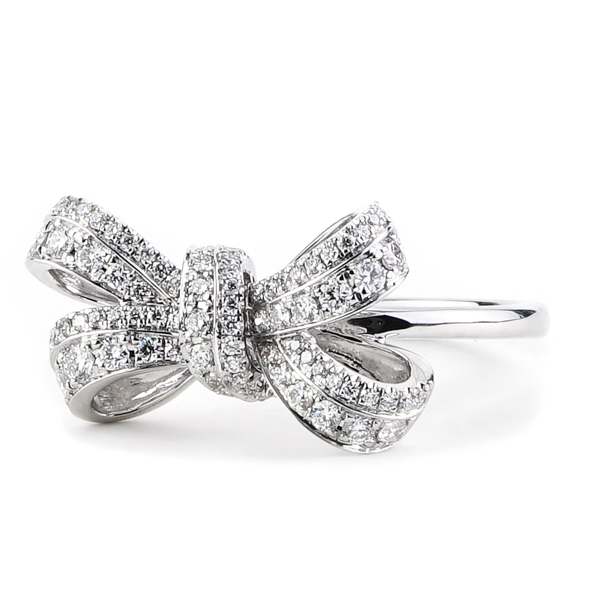 9ct White Gold Diamond Crossover Bow Ring - 1/2ct - D7746 | F.Hinds  Jewellers
