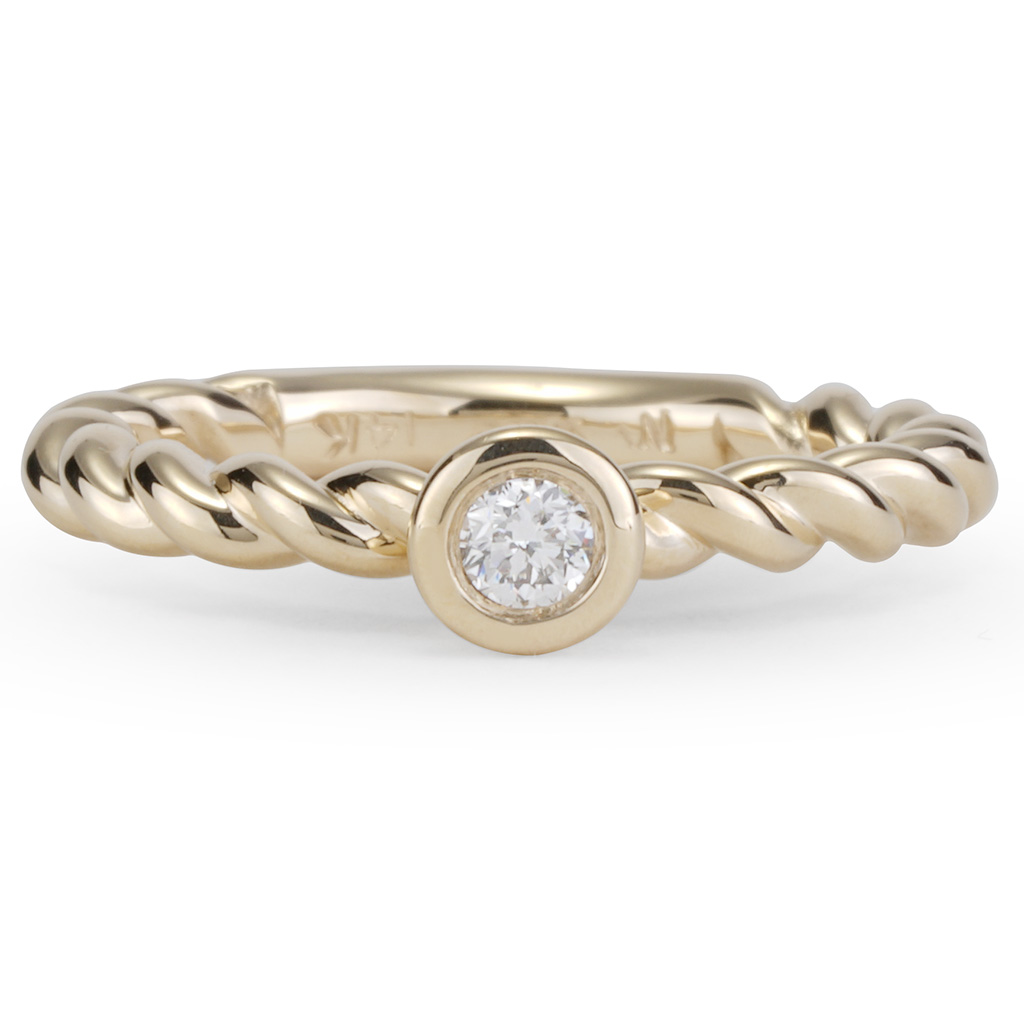 Stackable Twisted Band In Yellow Gold With Diamond Ring 4640 283 