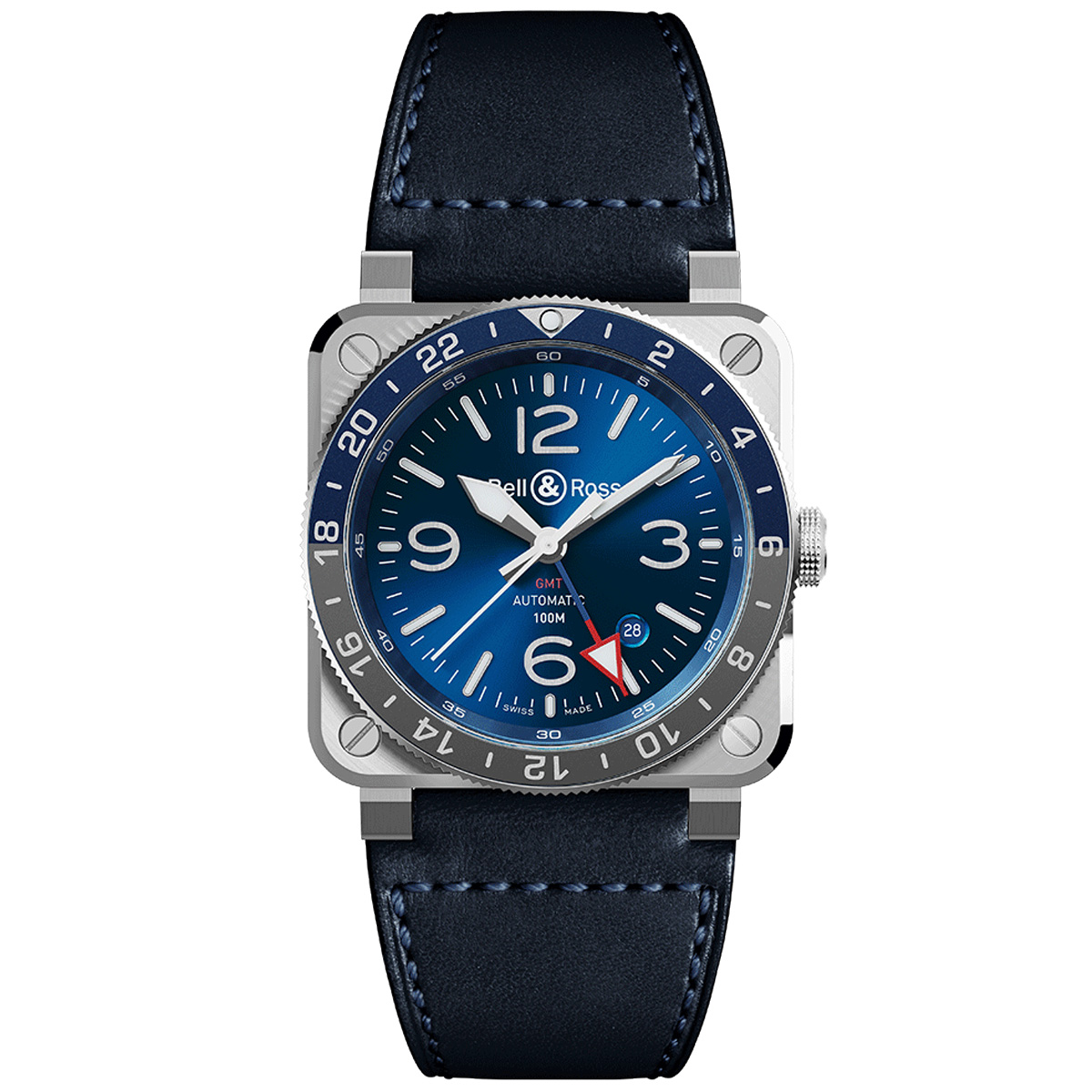 Bell Ross BR 03 93 GMT Blue Dial Leather Strap New York