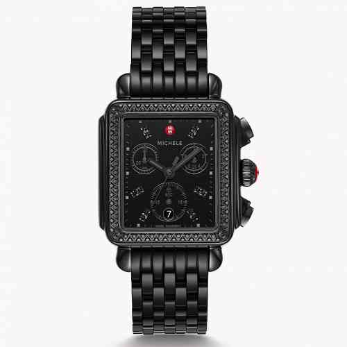 Michele Deco Noir Diamond Chronograph Black Dial New York