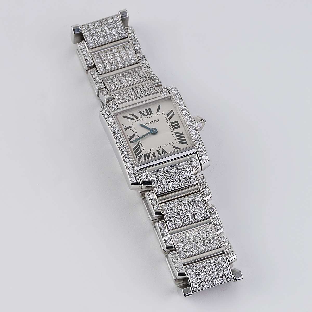 Tank FranÃ§aise Small Model Quartz 25 X 20 mm Stainless Steel & Diamond, Cartier