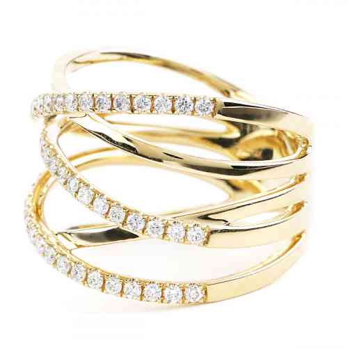 0.55 Cttw Diamond Wide Fashion Crossover Ring In Yellow Gold