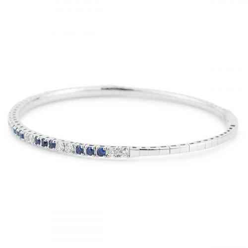 関税/送料込み【en route】18Kバレリーナリング 1.74 CTTW Sapphire and Diamond Flex Bangle in White Gold