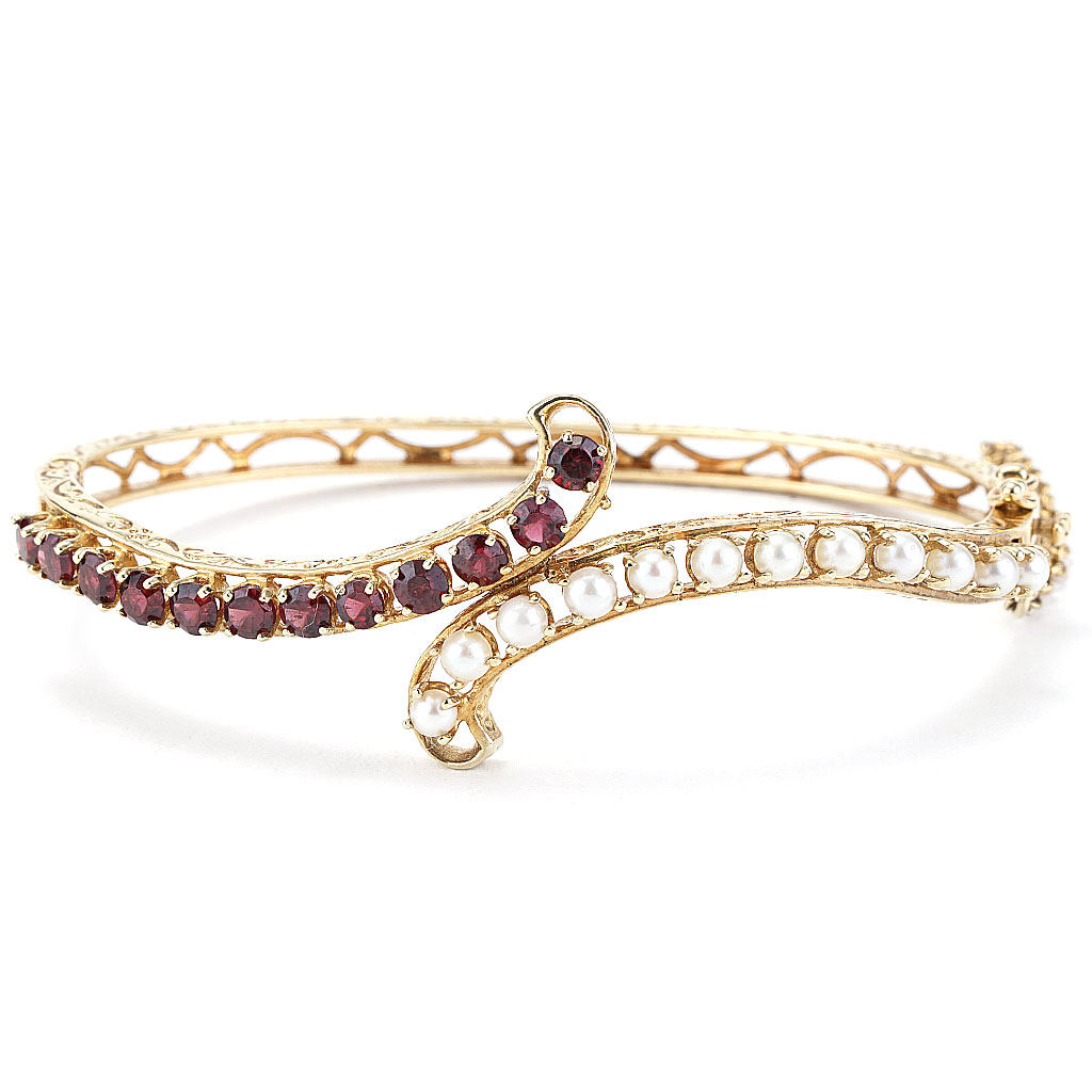 Antique Victorian Bracelet Bangle Gold Garnet Diamonds Austro-Hungaria –  Brenda Ginsberg Antique Jewelry