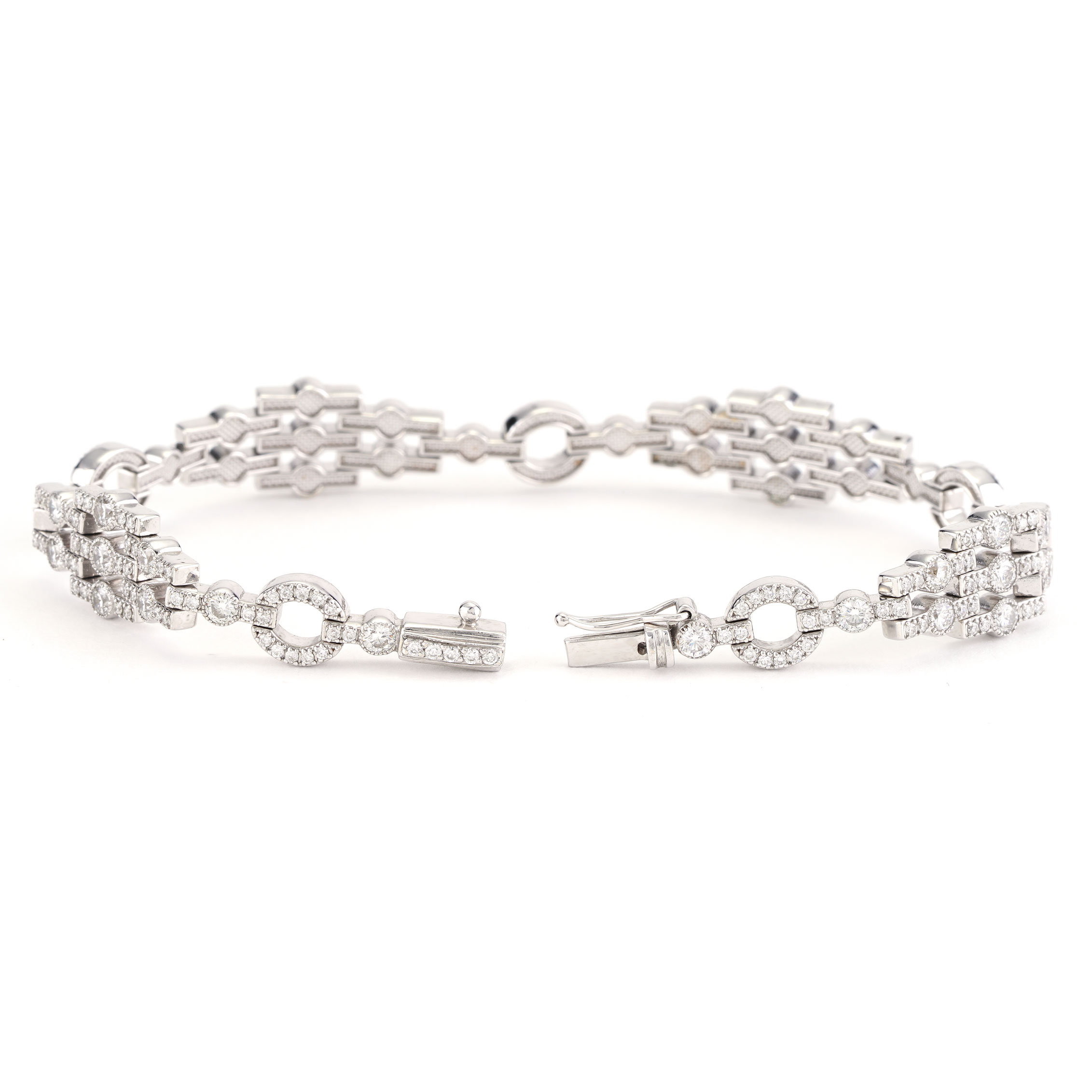 Vintage Style Bead Set Diamond Bracelet in White Gold | New York ...