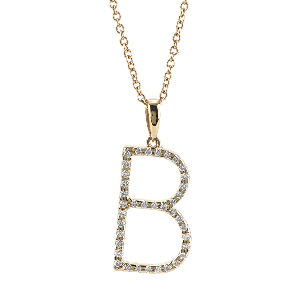 Letter B Necklace in Sterling Silver (20 in) | Shane Co.