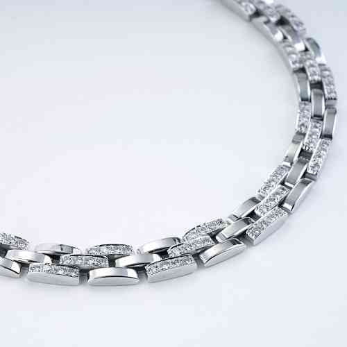 Cartier Maillon Panthere Diamond Necklace Rows 18K White Gold