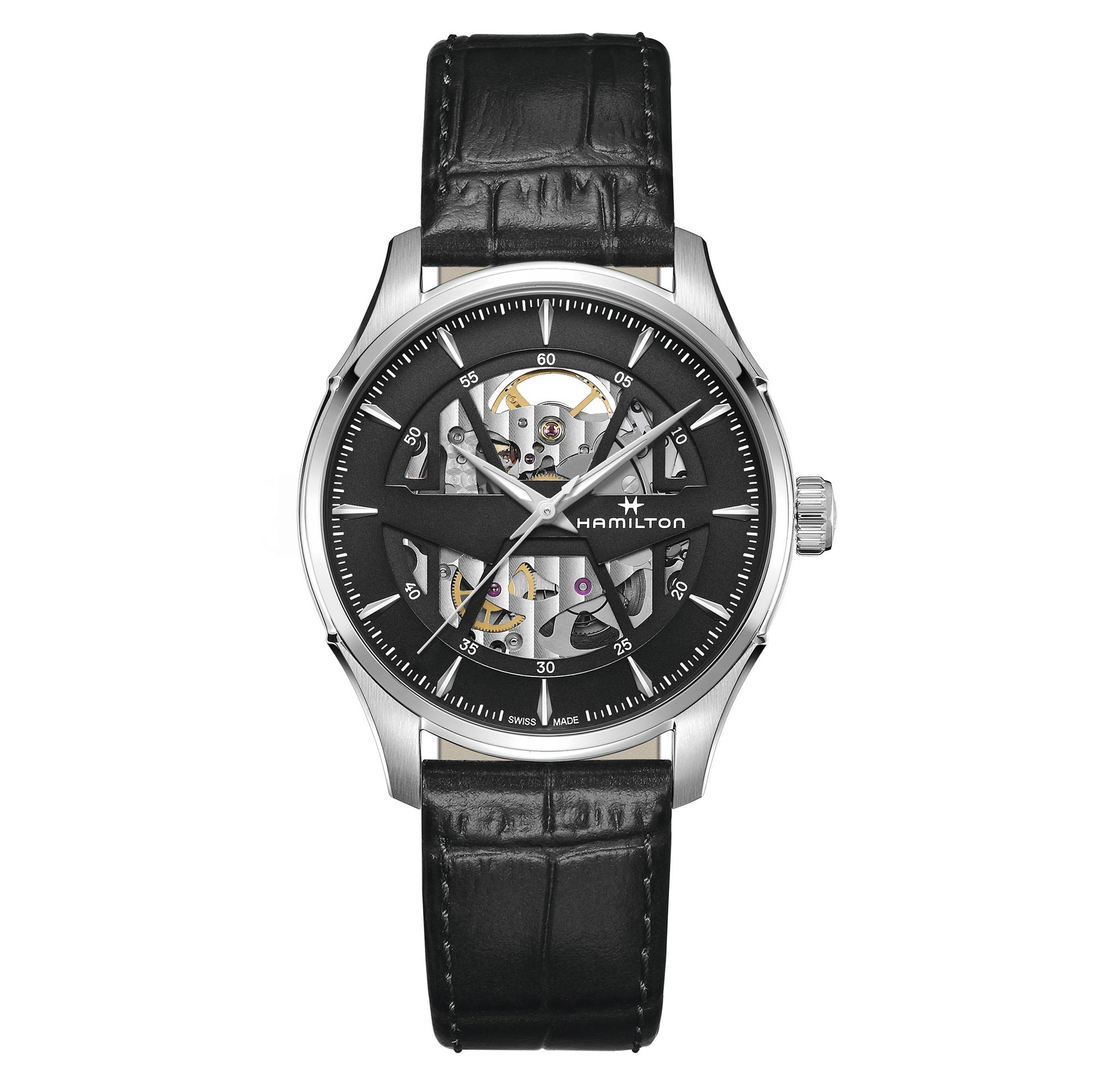 Hamilton Jazzmaster Skeleton Auto Black Dial Leather Strap