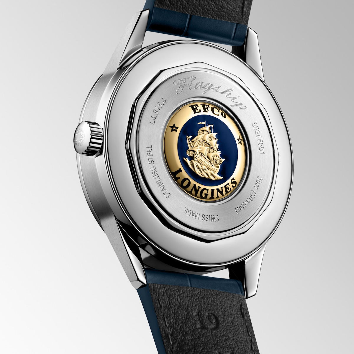 Longines Flagship Heritage Moonphase Blue Dial Blue Leather Strap 