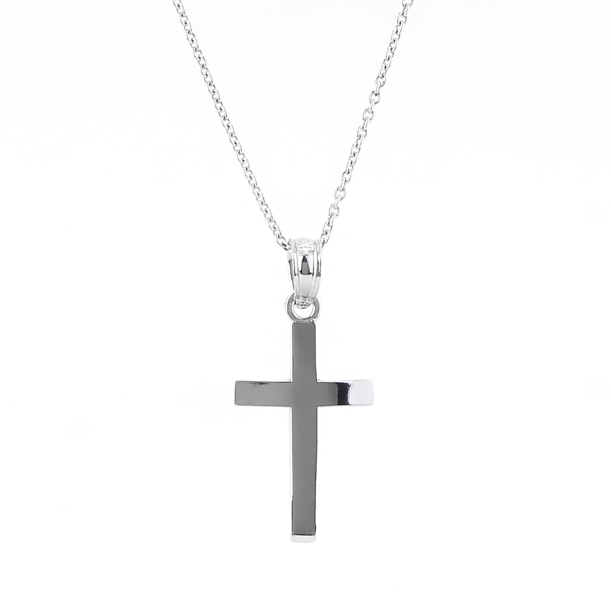 White Gold Crucifix Cross Pendant Necklace