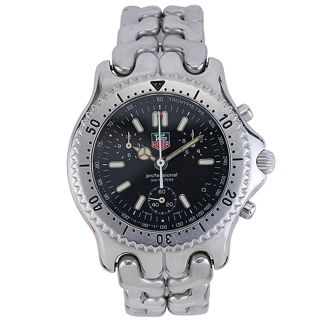 Tag Heuer Professional 200m Black Dial Chronograph Bracelet Watch