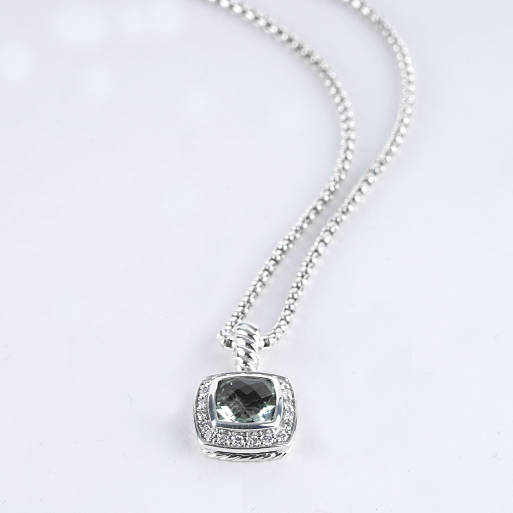 David Yurman Albion Collection Prasiolite Necklace with Diamond Halo ...