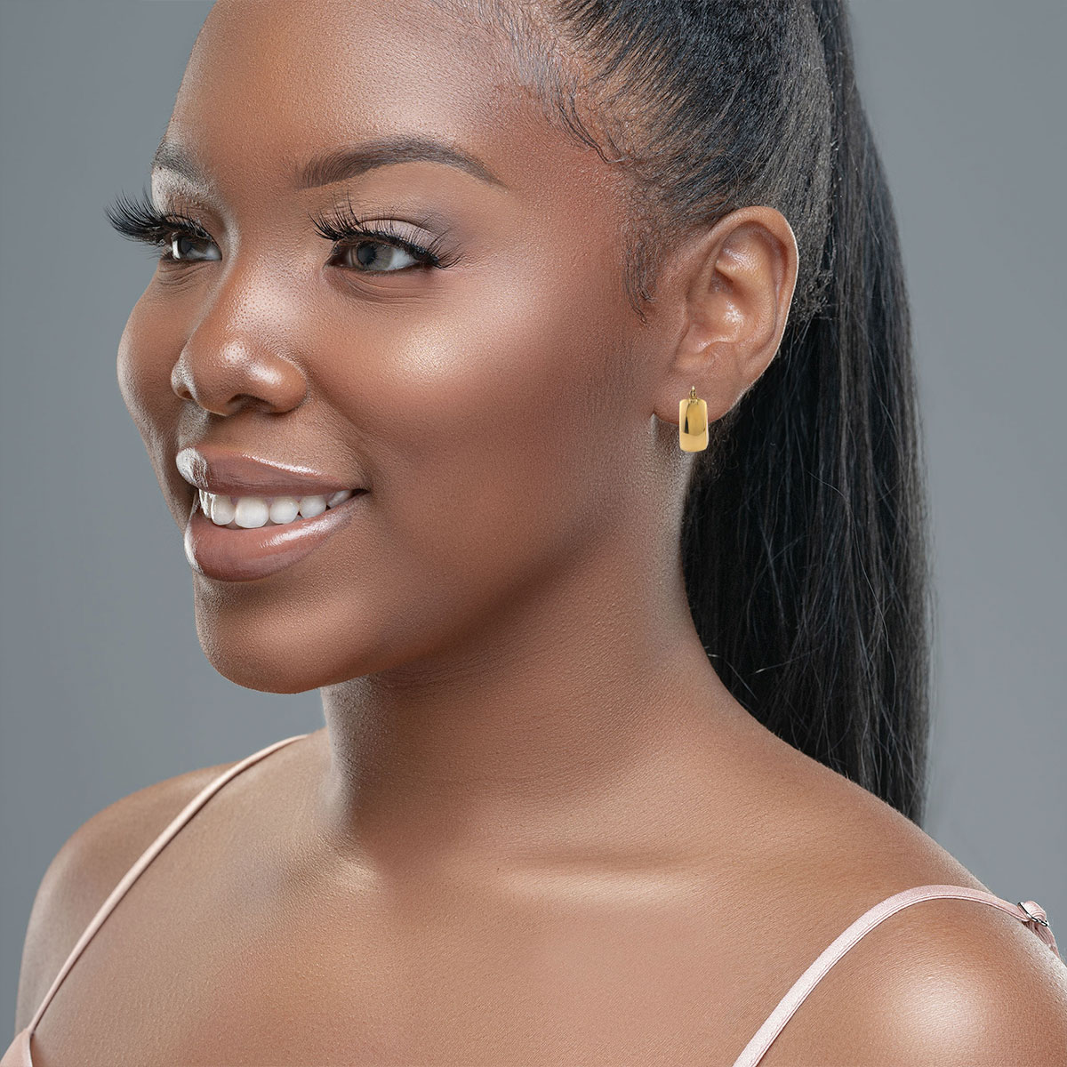 New York Jewelers Geometric Huggie Hoops in Yellow Gold