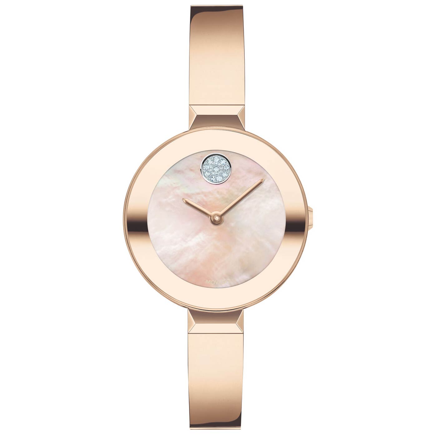 Movado Bold Pink Mother Of Pearl Crystal Dot Dial 3600628 Pvd