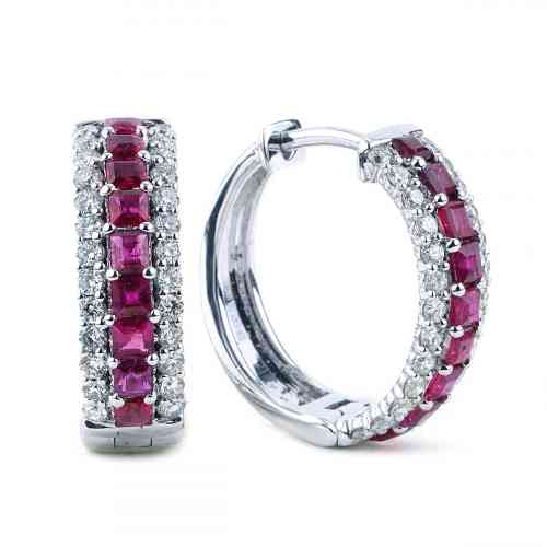 Inside Outside Ruby and Diamond Hoop Earrings in White Gold | New York  Jewelers Chicago
