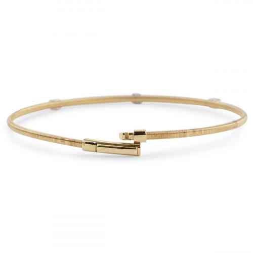 15 CTTW Three Station Diamond Wire Bangle in Yellow Gold
