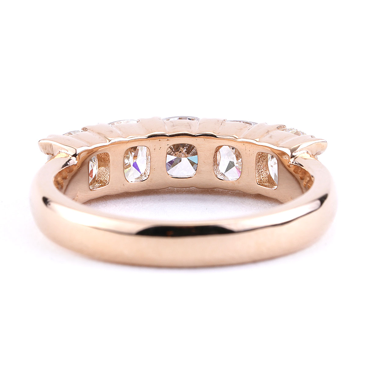 2.10 CTTW Five Cushion Cut Diamond Band in Rose Gold