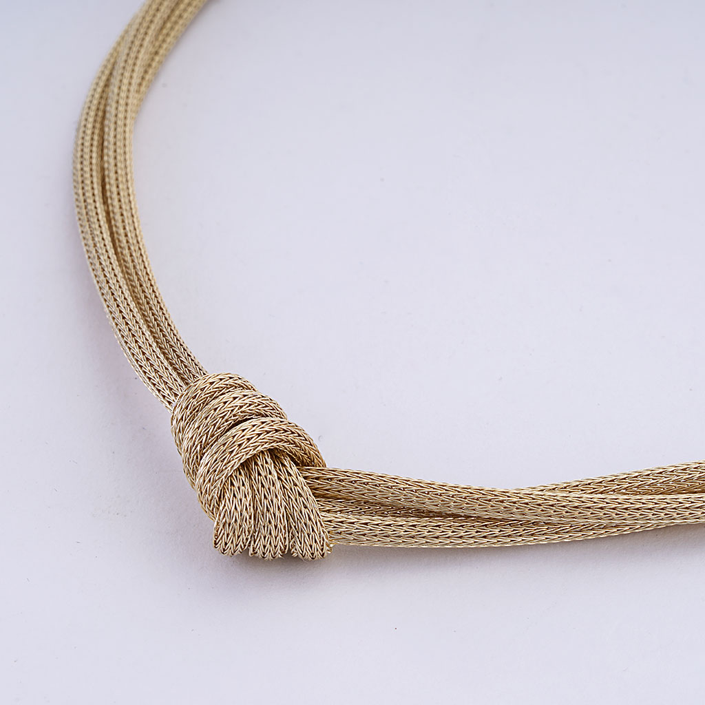 Knotted Wheat Strand Necklace in Yellow Gold | New York Jewelers Chicago