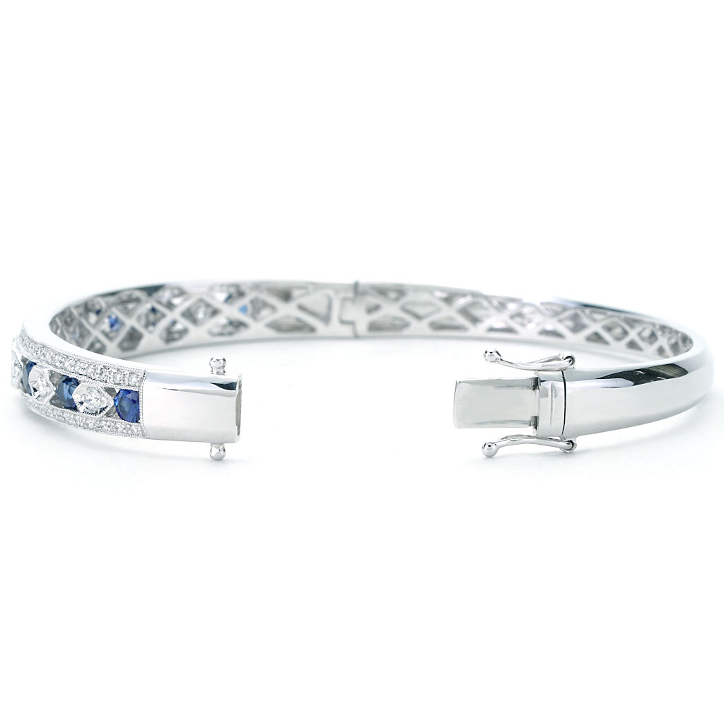 AffinityDiamond Sterling 3/4cttw Blue & White Diamond Bangle Bracelet -  QVC.com