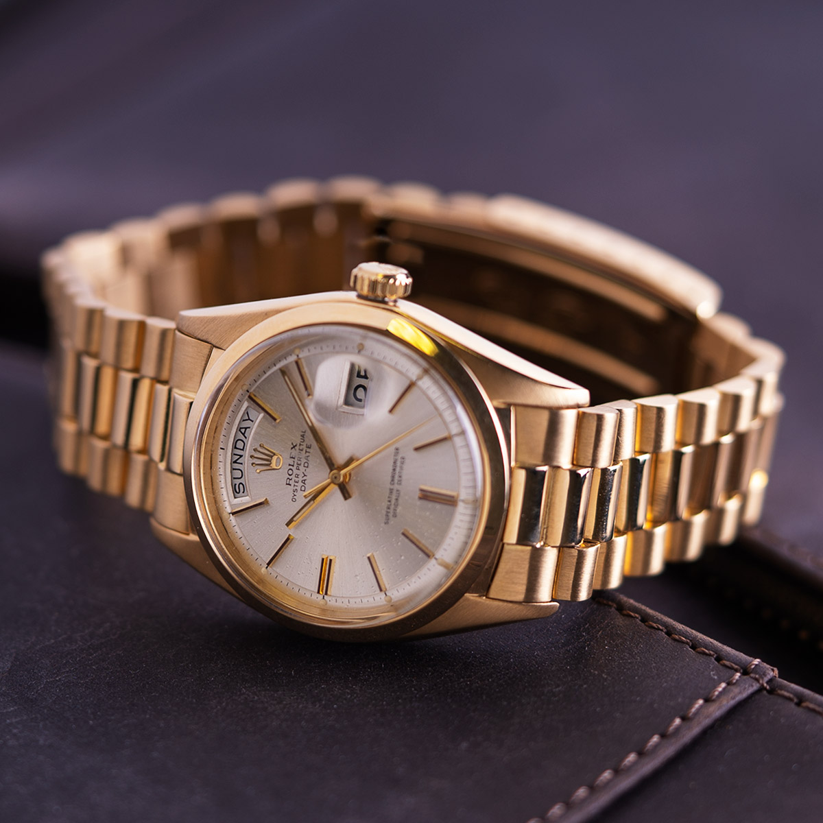 Rolex Day-Date 1802 President18K Yellow Gold Silver Dial 36mm Circa 1963 New York Jewelers