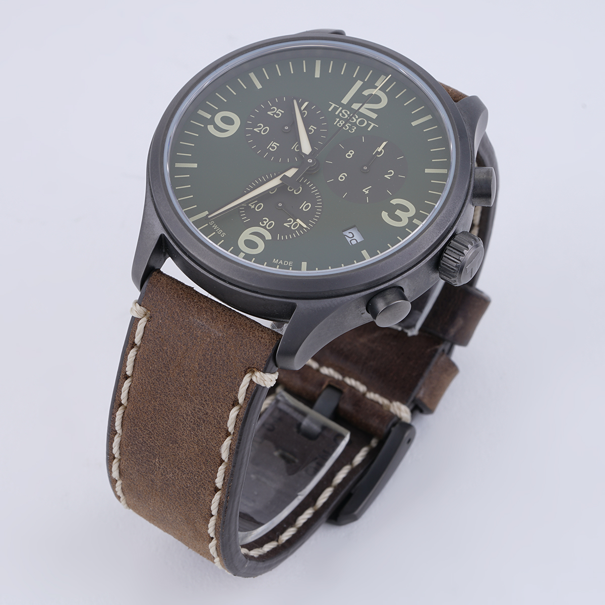 Tissot Chrono XL Green Dial Brown Leather Strap New York