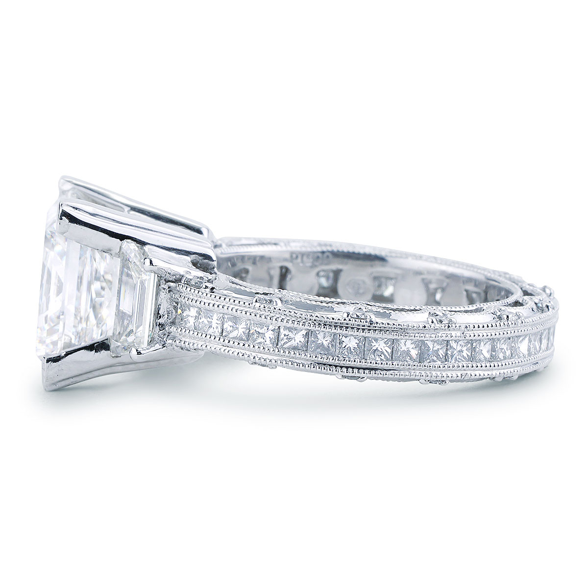 5.22 CT GIA Certified Princess Cut Center Eternity Fancy Diamond Ring in  Platinum