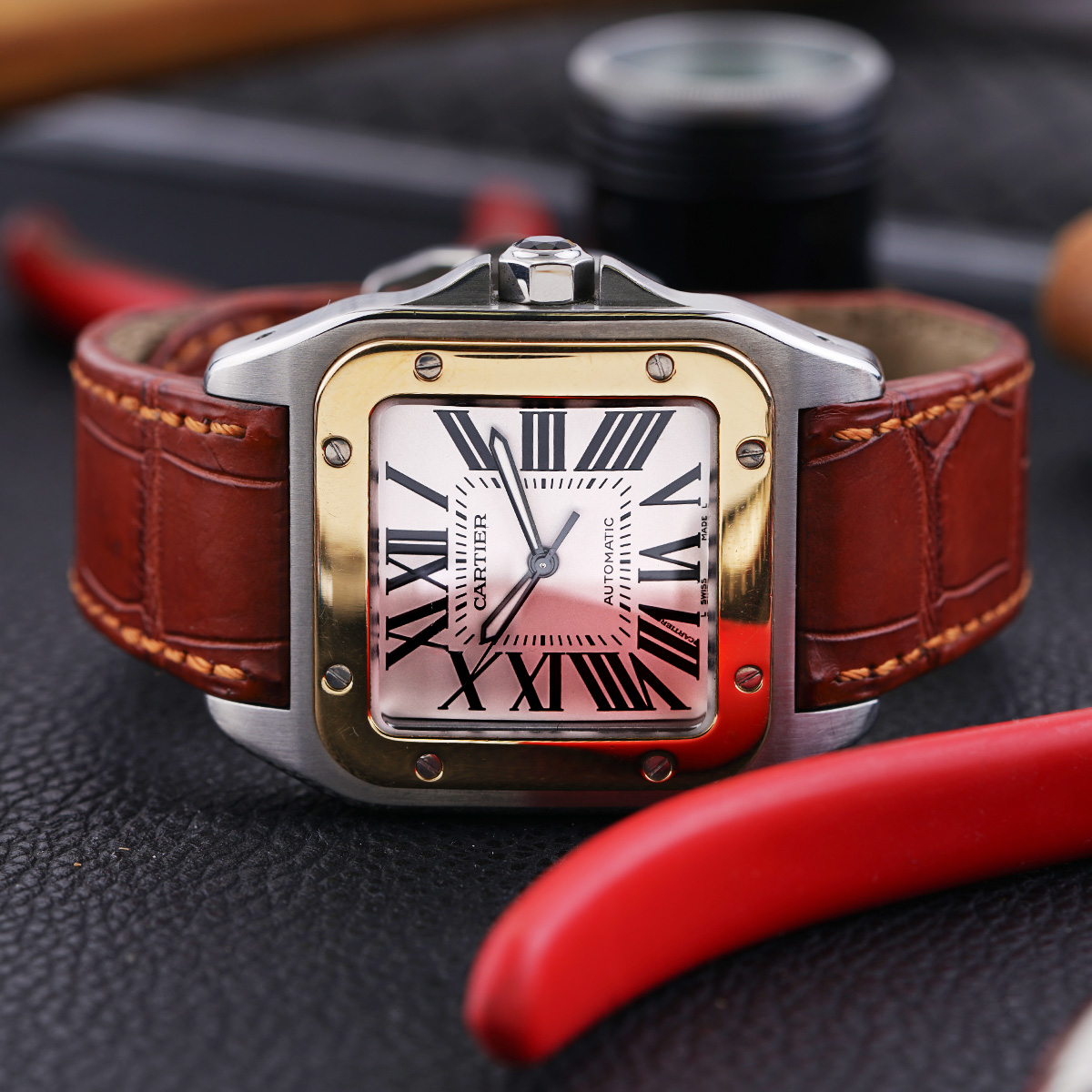 Cartier santos 100 two tone hotsell