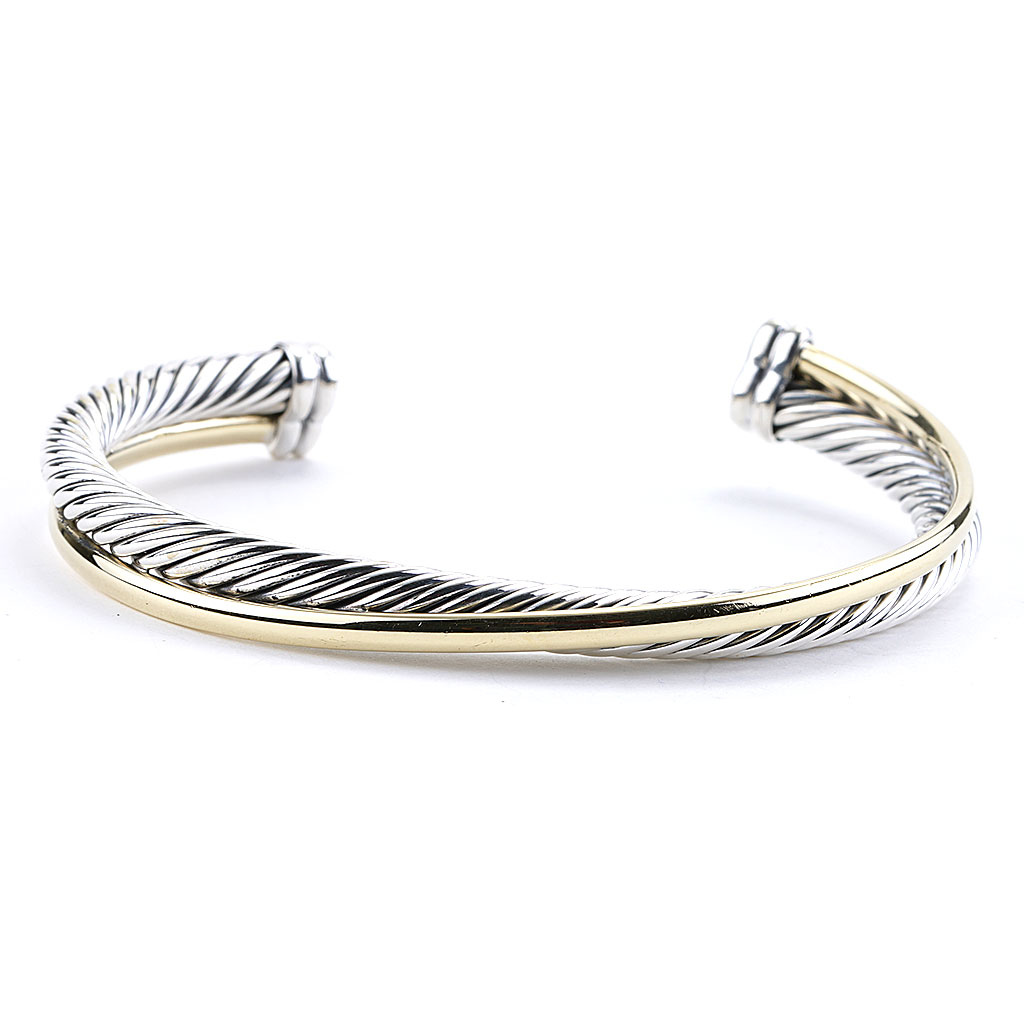 David Yurman Crossover Bracelet in Silver and 18K Yellow Gold | New ...