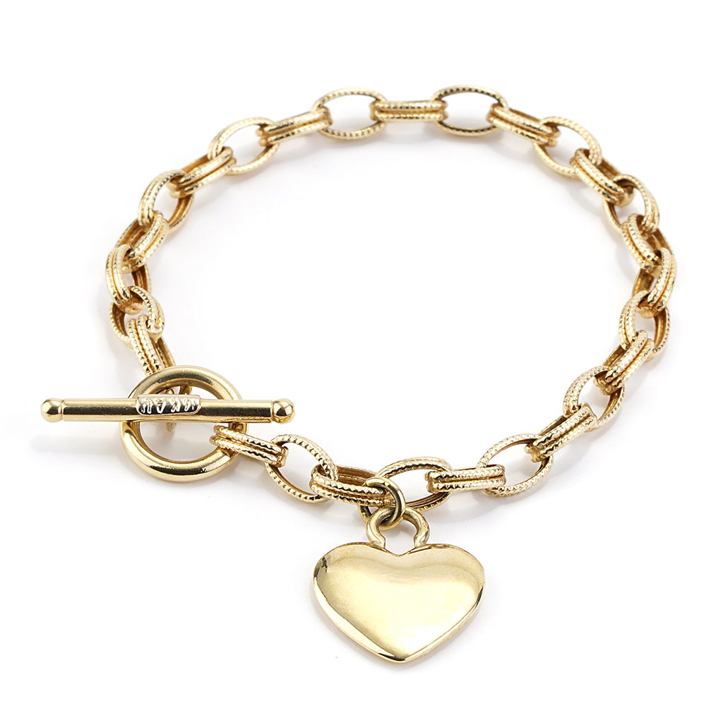 Fine Jewellery 14K Yellow Gold Open Heart Toggle Bracelet | TheBay