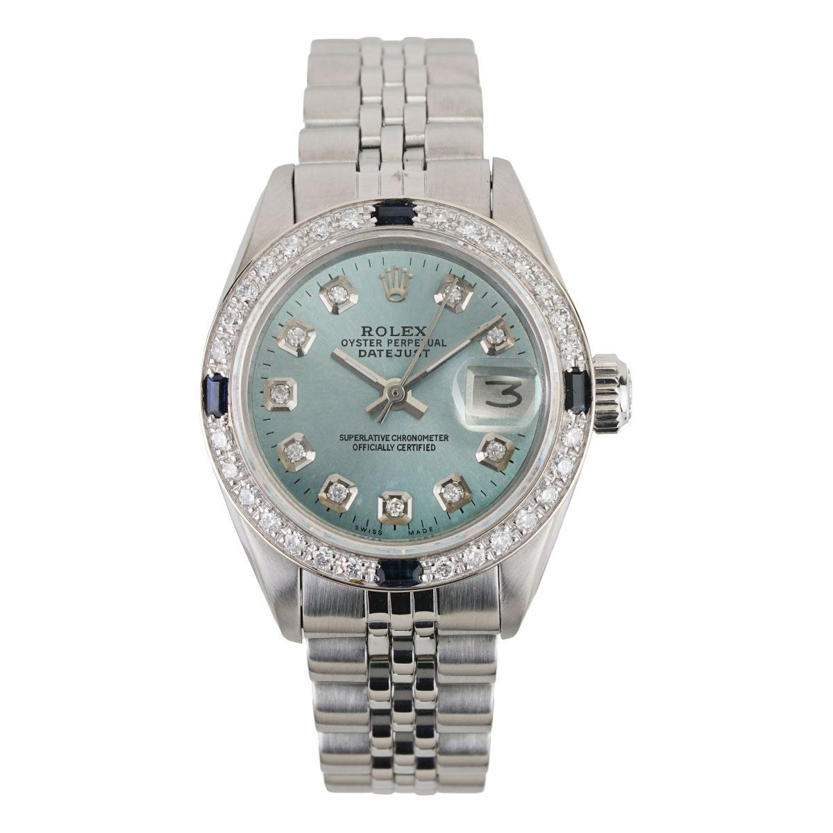 lady　0617 Rolex Ladies Datejust Blue Diamond Dial and Bezel Circa 1977
