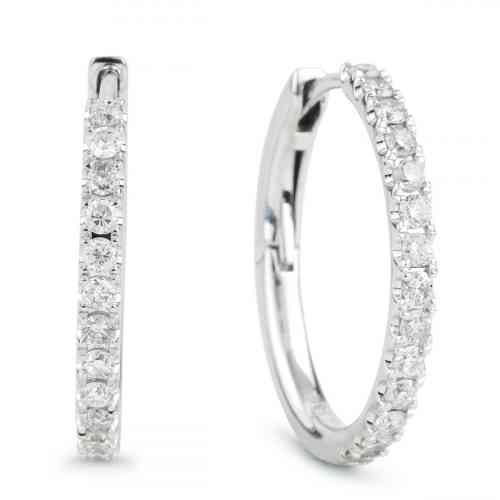 0.64 CTTW Diamond Oval Hoop Earrings in White Gold | New