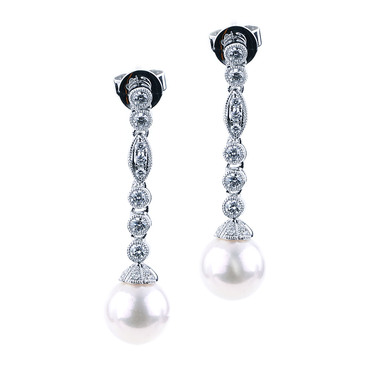 Pearl and Pavé Two Row Drop Earrings in Sterling Silver with Pearls and  Diamonds, 2.5in | David Yurman