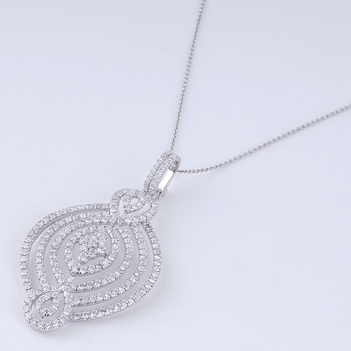 3.17 CTTW Multiple Curved Bars Diamond Pendant in White Gold