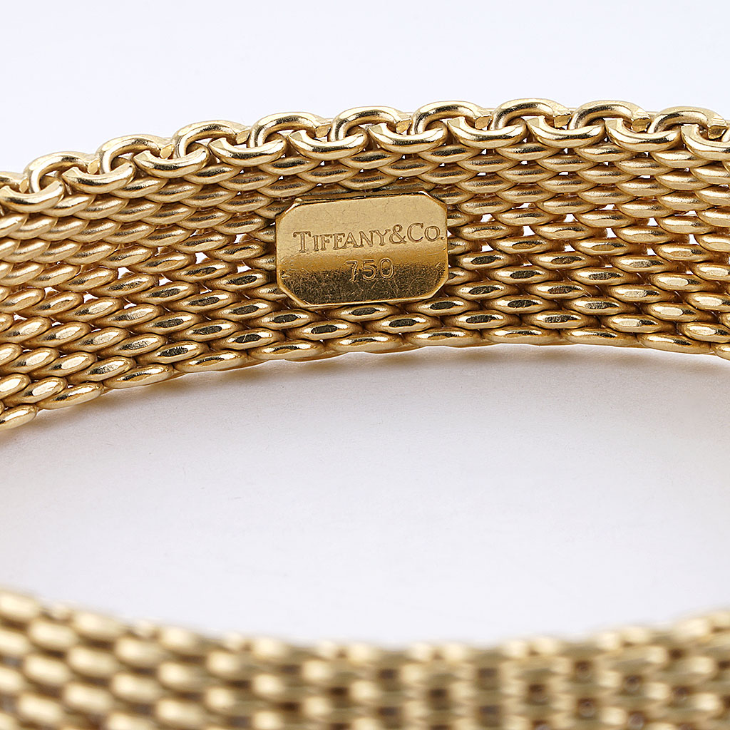 Tiffany & Co. 18 Karat Yellow Gold 15MM Somerset Mesh Bangle Bracelet | New  York Jewelers Chicago