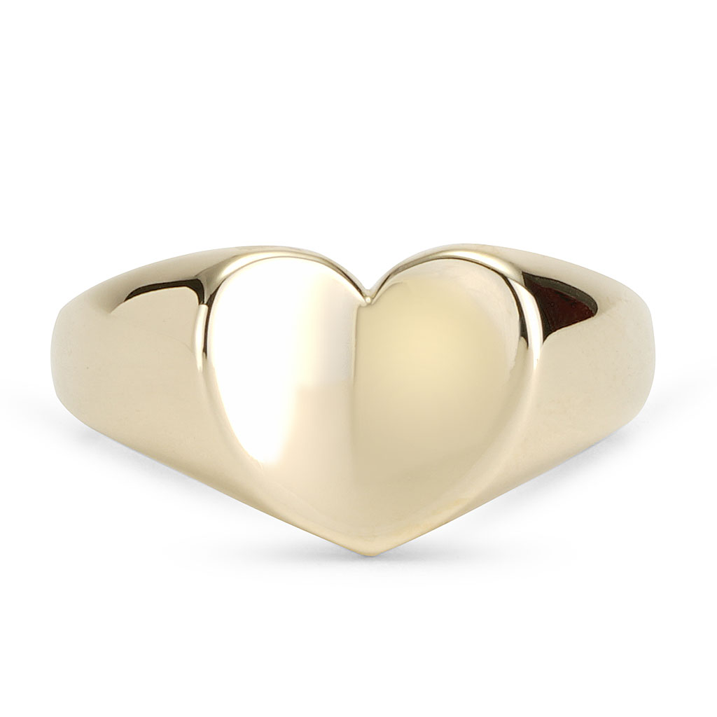 Convex Heart Wide Ring in Yellow Gold | New York Jewelers Chicago