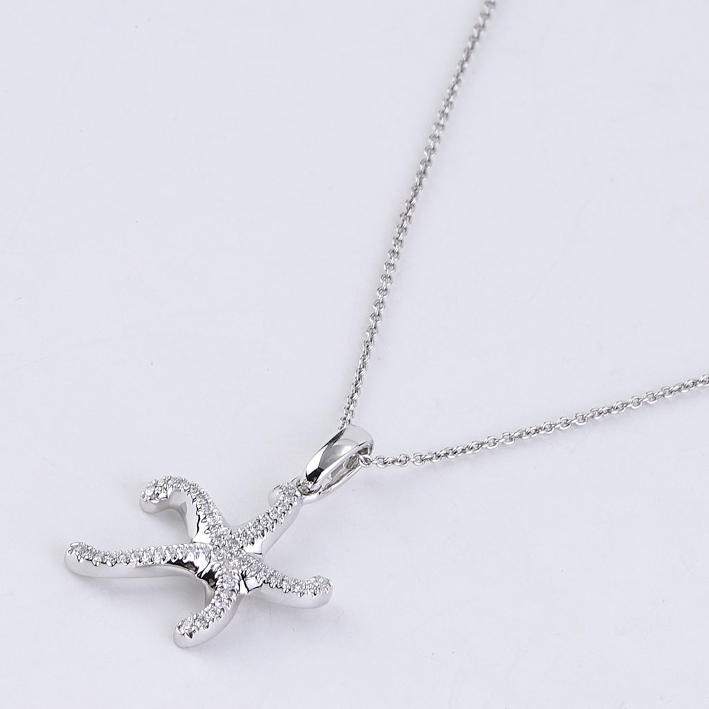 14K White Gold diamond Starfish Necklace 1/4 ct diamonds 17050 | Silver  City Sarasota.