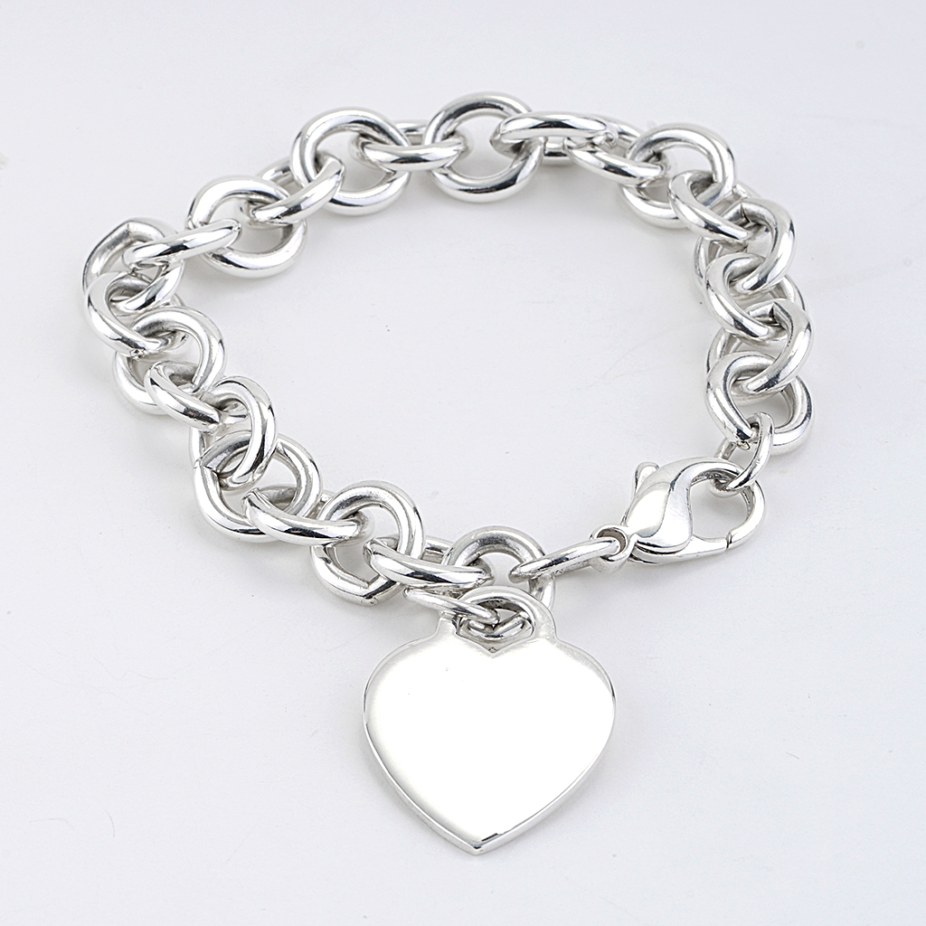 Tiffany & Co Sterling Silver Heart Tag Charm Bracelet