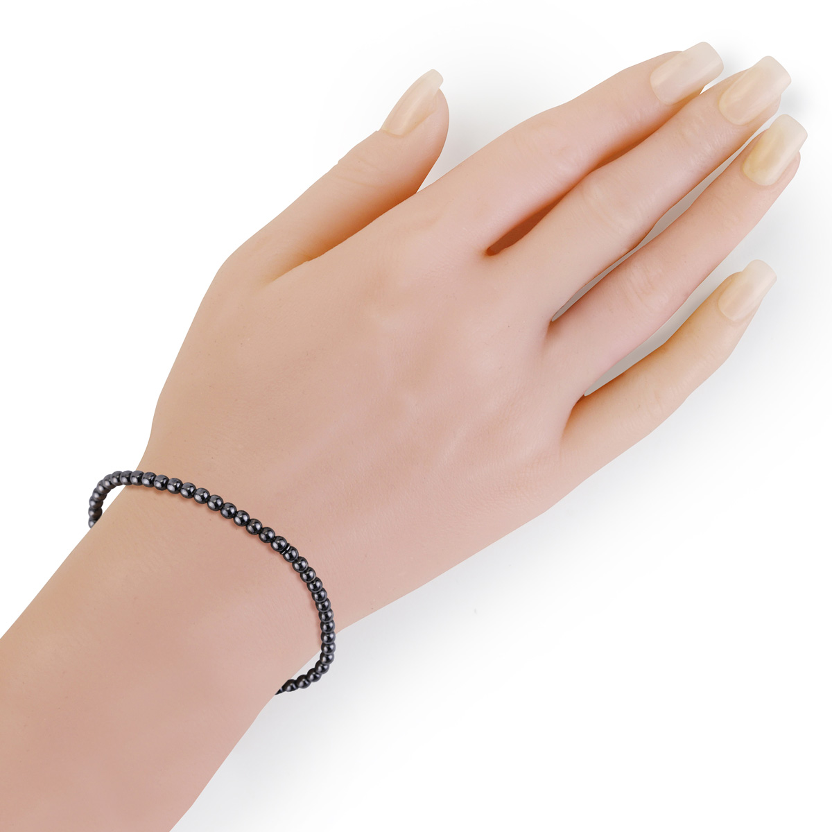18k White Gold Bead Bracelet - Women and Men's Bracelet - 4mm