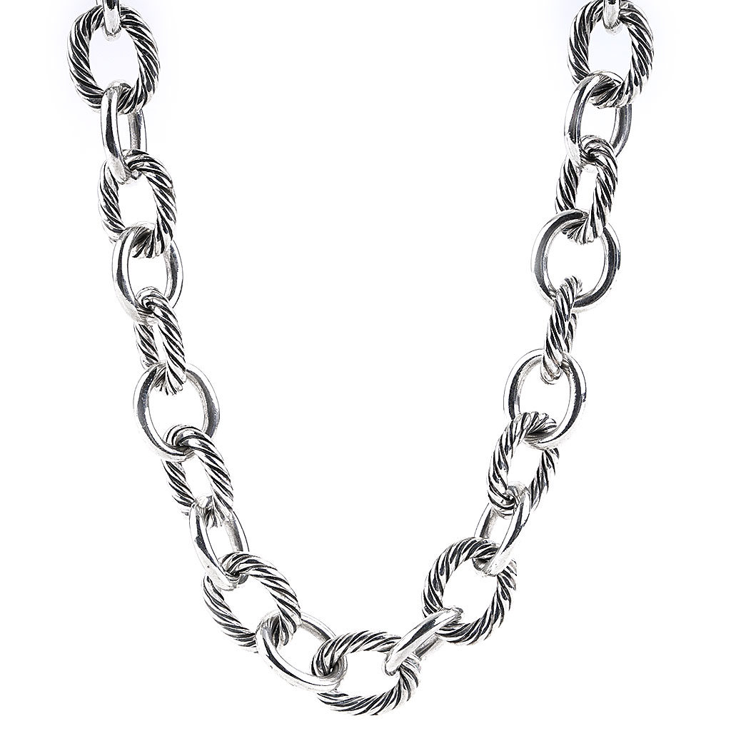 David Yurman Oval Large Link Necklace Silver
