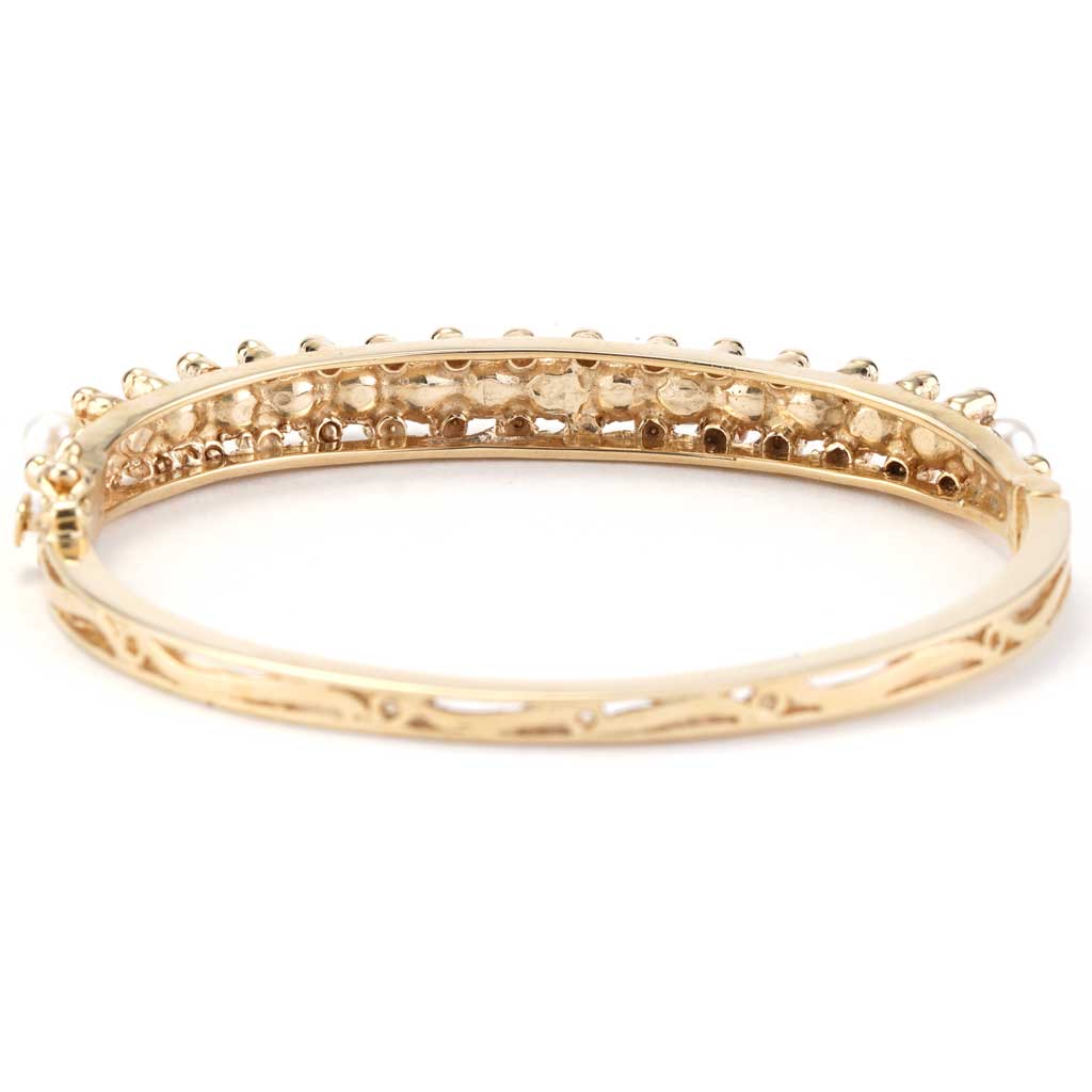Pierced Through Pearl Bangle in Yellow GoldVintage Pearl Bangle in ...