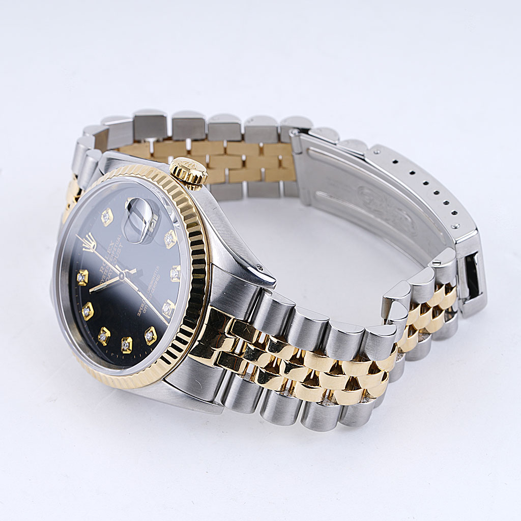 Rolex Datejust 16233 36mm Black Dial with Two Tone Jubilee Bracelet