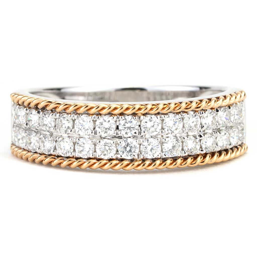 Two Row Diamond Band With Twisted Rose Gold Edges 5690 188 